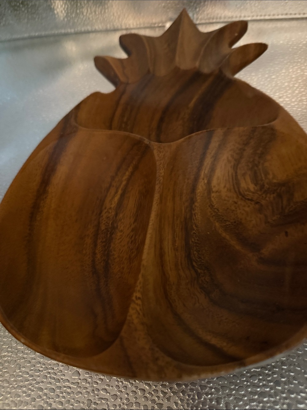 Vintage 1970’s Hand Carved Monkey Pod Wood pineapple serving platter